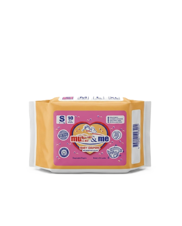 Mum & Me Baby Diapers Small (S) 3-7kg – 10 Pcs Pack