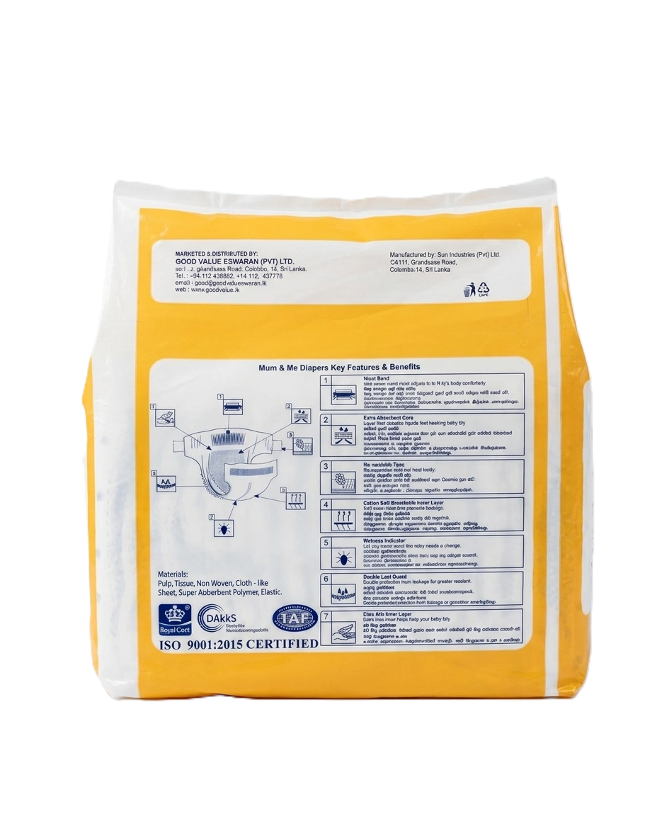 d mnm 20 b Mum & Me Baby Diapers Small (S) 3-7kg – 20 Pcs Pack - Image 2