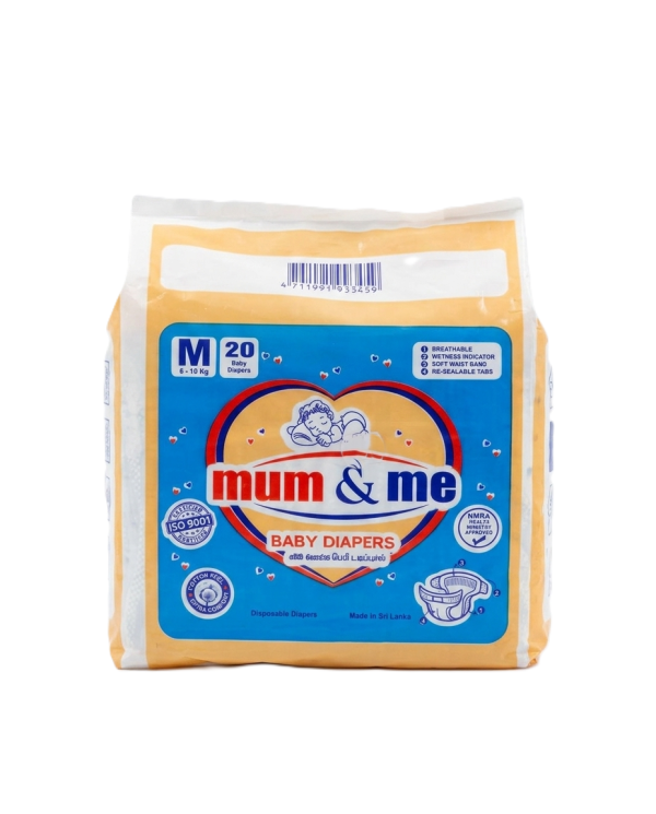 Mum & Me Baby Diapers Medium (M) 6-10kg – 20 Pcs Pack