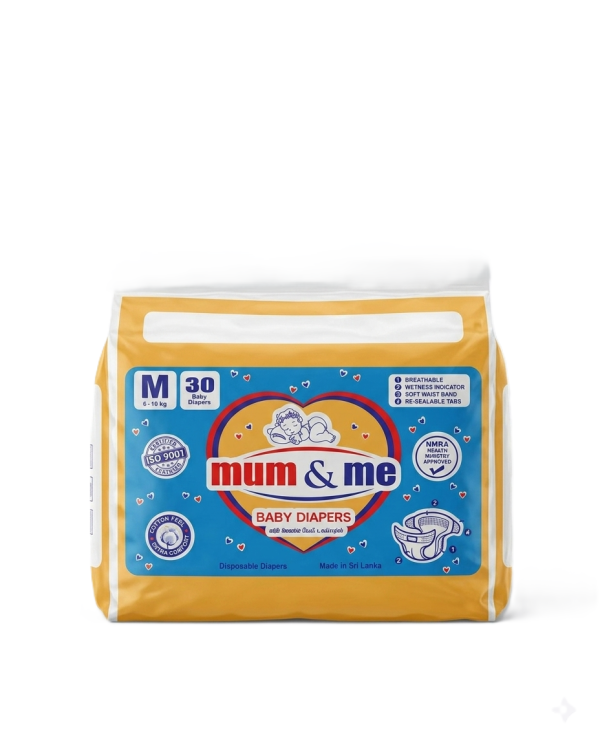 Mum & Me Baby Diapers Medium (M) 6-10kg – 30 Pcs Pack