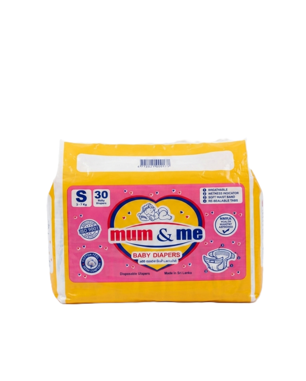 Mum & Me Baby Diapers Small (S) 3-7kg – 30 Pcs Pack