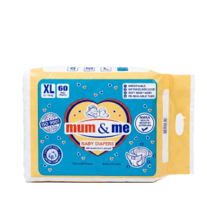 Mum & Me Baby Diapers Extra Large (XL) 12-16kg – 60 Pcs Pack