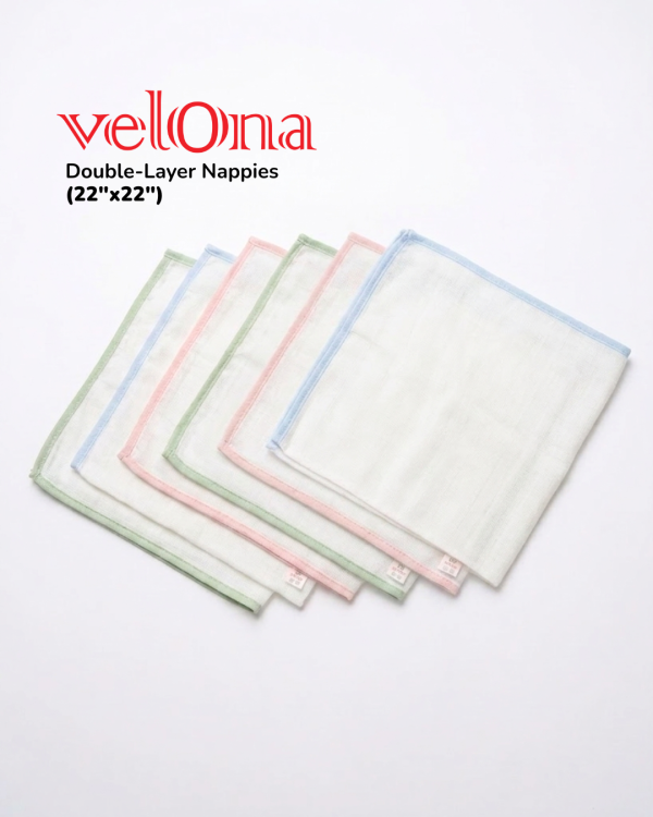 Velona Cotton Baby Nappies (22"x22") – Double Layer