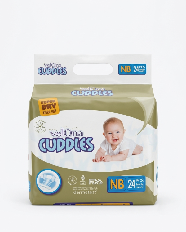 Velona Cuddles Super Dry Diapers NB Size – 24 Pcs Pack