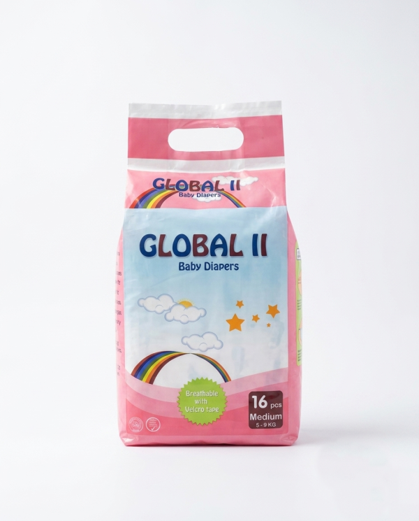 Global II Baby Diapers M Size - 16 Pcs Pack