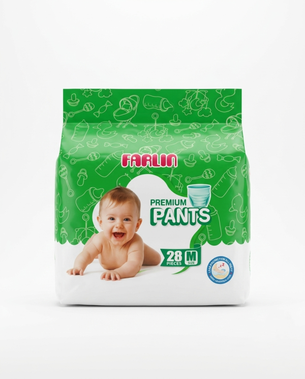 Farlin Premium Baby Diaper Pants M Size - 28 Pcs Pack
