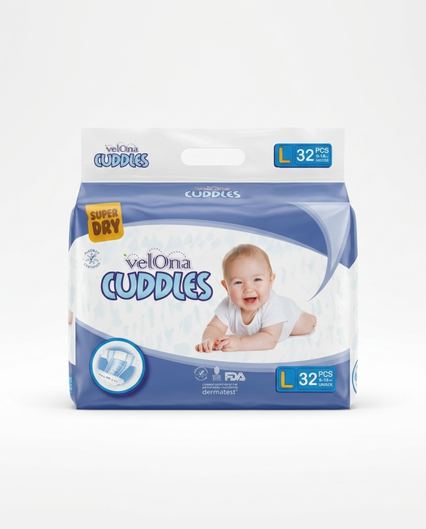 Velona Cuddles Super Dry Diapers L Size – 32 Pcs Pack