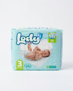 Lody Baby Air Diapers Size 3 - 34 Pcs Pack
