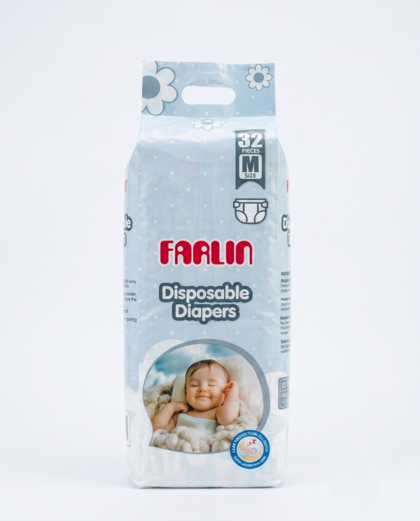 Farlin Disposable Baby Diapers M Size - 32 Pcs Pack