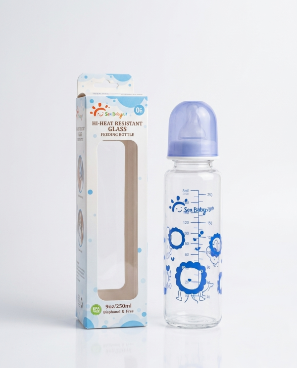 Sun Delight 9oz/250ml Glass Baby Feeding Bottle – 0m+