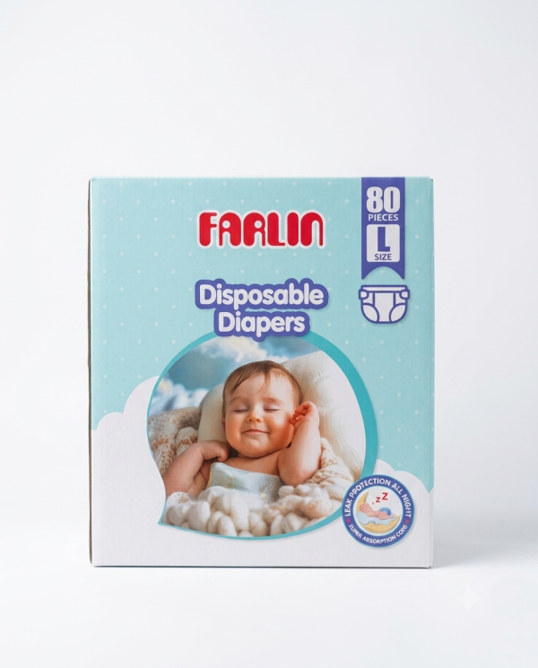 Farlin Disposable Baby Diapers L Size - 80 Pcs Pack