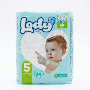 Lody Baby Air Diapers Size 5 - 24 Pcs Pack