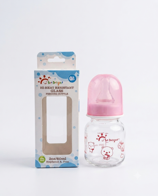 Sun Delight 2oz/60ml Glass Baby Feeding Bottle – 0m+