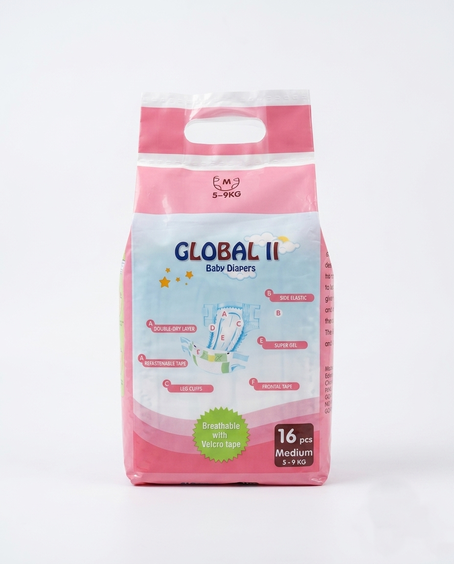 global ii baby diapers m size 16 pcs pack global ii baby diapers m size 16 pcs pack